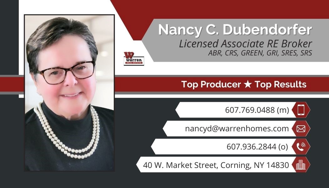 Nancy Dubendorfer NYS LICENSED ASSOCIATE BROKER #30DU0853444